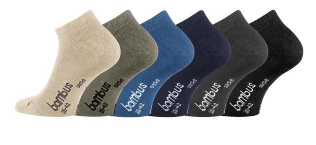 6 Paar TippTexx 24 softe Bambus Sneakers Socken, sortiert für Damen & Herren